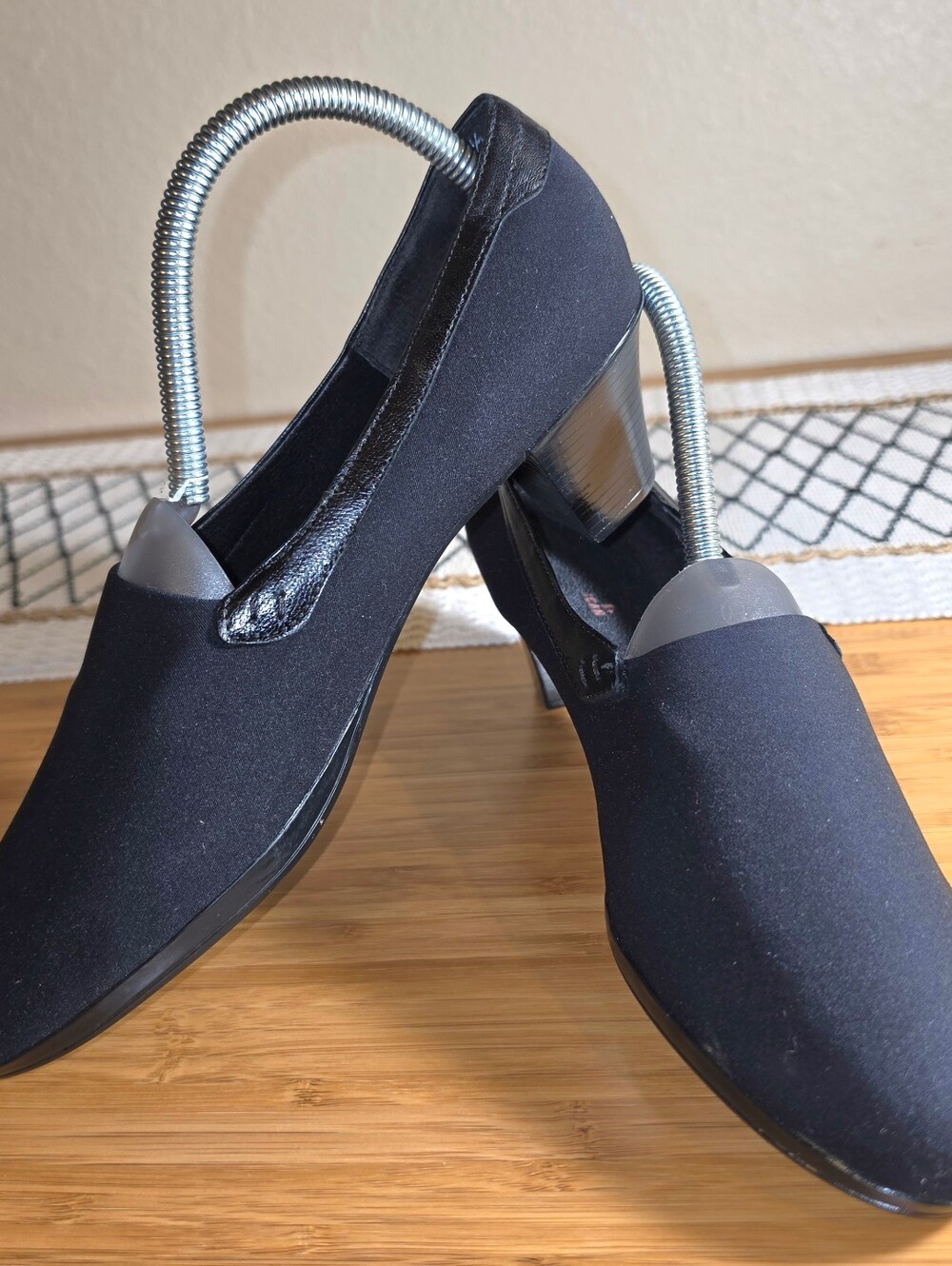Women's Black Slip-On Dress Pumps with Low Heel
